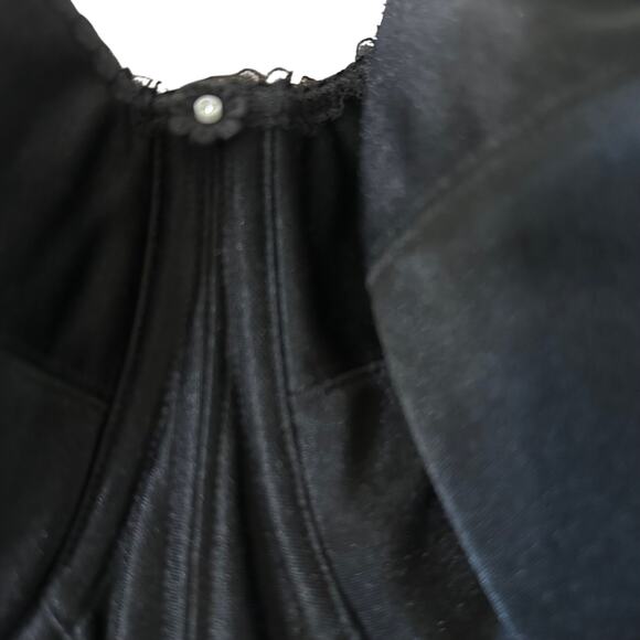 NWT Dominique Juliette Satin Corset size 44D color Black Long-Line Bustier Goth - Picture 5 of 11